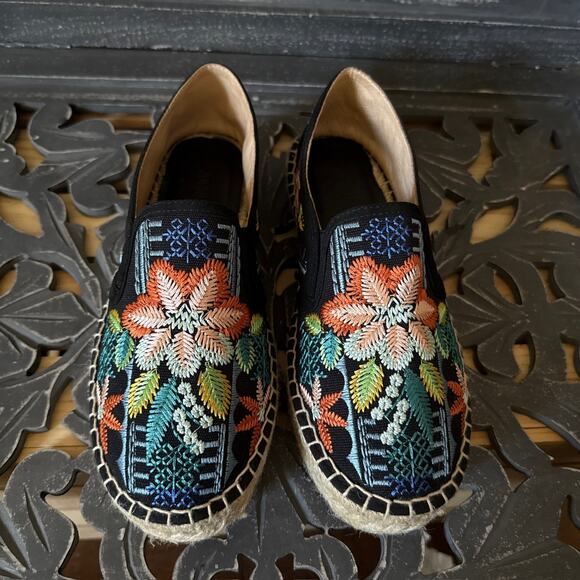 Johnny Was Elysia Floral Embroidered Espadrille Slip On Platform Sneakers 37 - Picture 7 of 12
